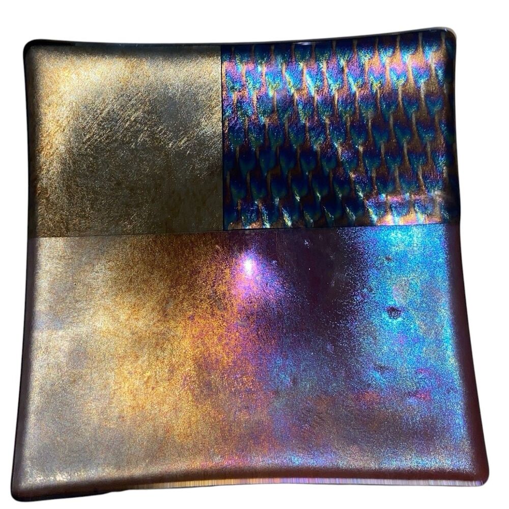 Signed Large Fused Glass Dish 10”x10”
